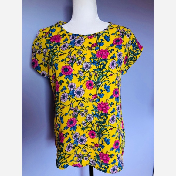 LOVE J yellow floral blouse - Picture 1 of 6